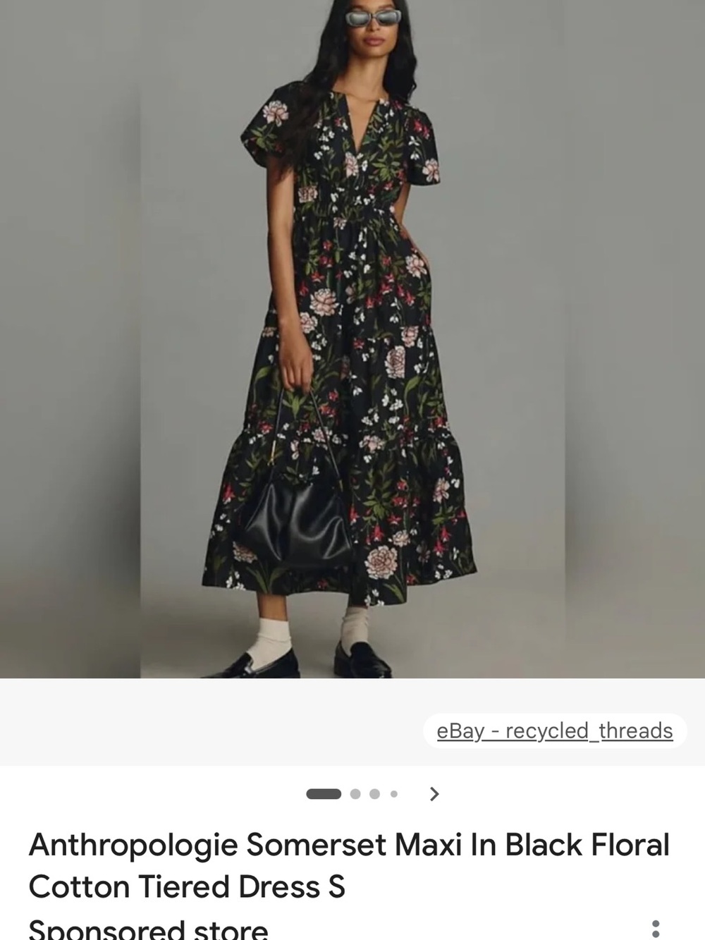 Anthropologie Somerset Black Floral Maxi Dress